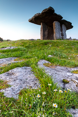 august,dolmen,flowers,landmark,poulnabrone,summer,tomb,daisies,hills,roughan