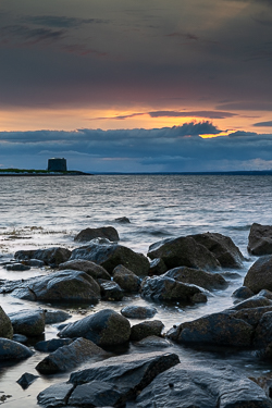 aughinish,dusk,july,martello,summer,sunset,tower,coast