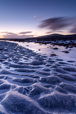 aughinish,blue,december,long exposure,moon,sand ripples,twilight,winter,coast,beach,dreamy