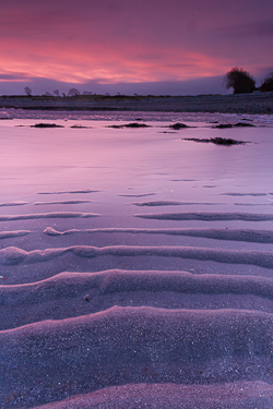 december,doorus,long exposure,pink,sand ripples,twilight,winter,coast,beach,kinvara,mauve,magenta,pink