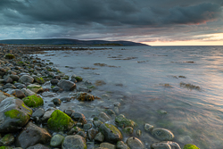 flaggy shore,green algae,july,long exposure,summer,sunset,coast,blue,drama