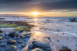 boulder,flaggy shore,golden,march,sunset,winter,coast