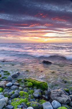 afterburn,boulders,coast,dusk,flaggy shore,july,pebbles,summer,sunset