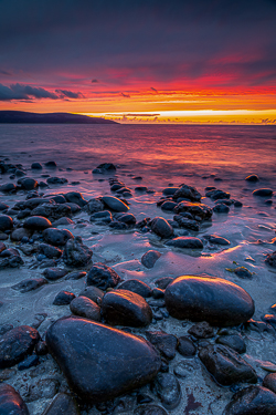 afterburn,boulder,dusk,flaggy shore,red,september,summer,sunset,coast,portfolio,limited
