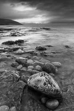 monochrome,ballyvaughan,coast,long exposure,november,rine,twilight,winter